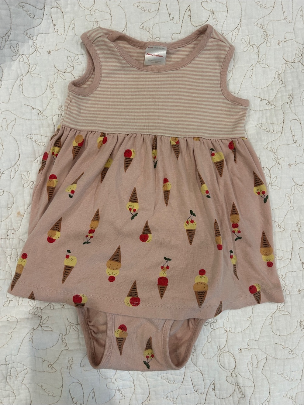 Hanna Andersson Pink Ice Cream Print Dress-Style Bodysuit